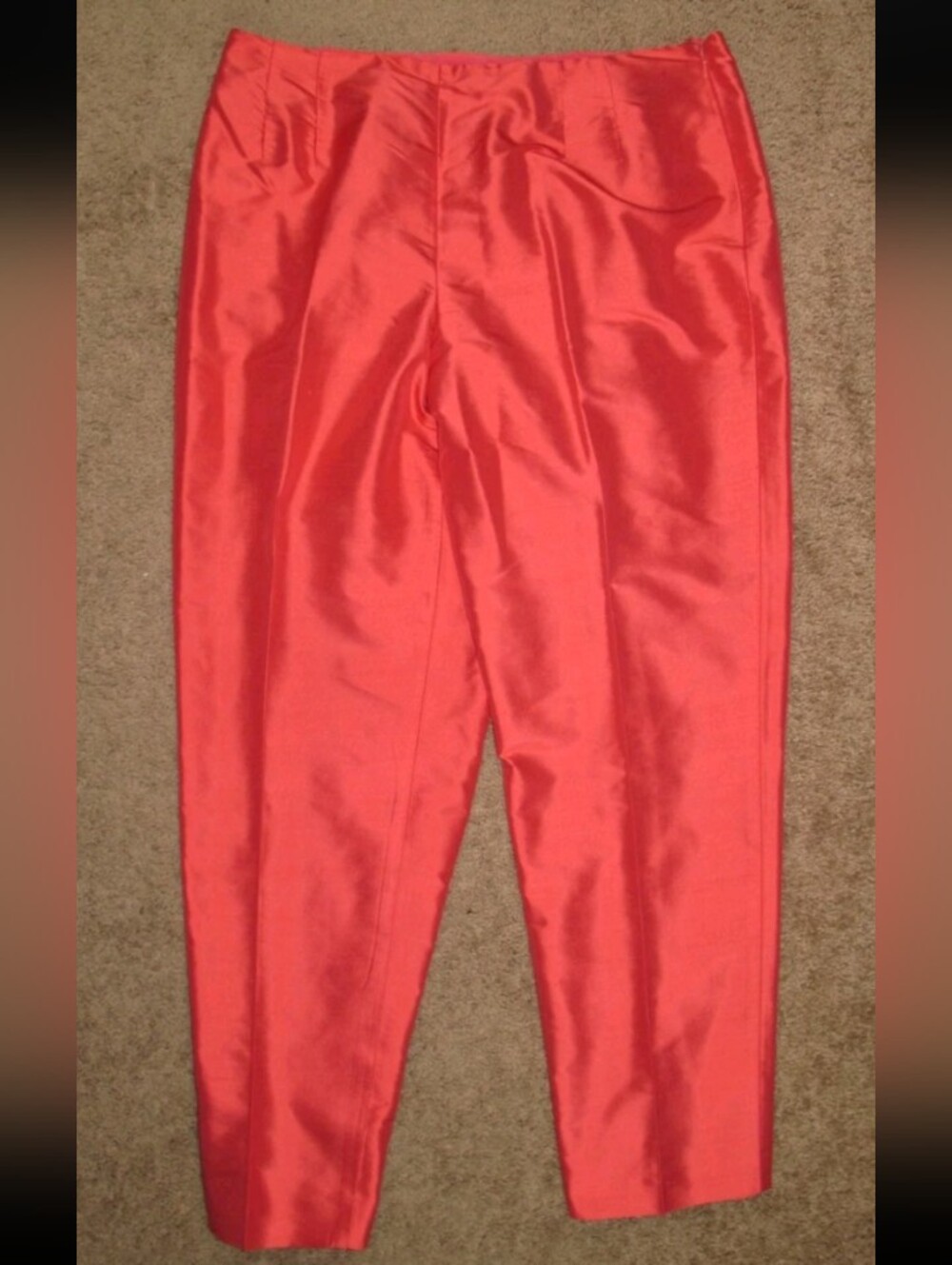 Talbots Red Pure Silk Shantung Pants Lined Women’s Size 16